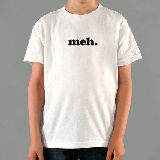 Meh Word of Total Apathy graphic Kids T-Shirt in White