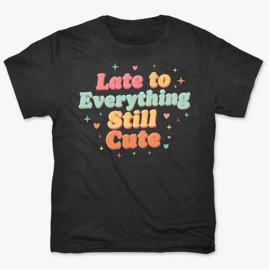 Cute & Late Typography Tee-Men's T-Shirt-Black