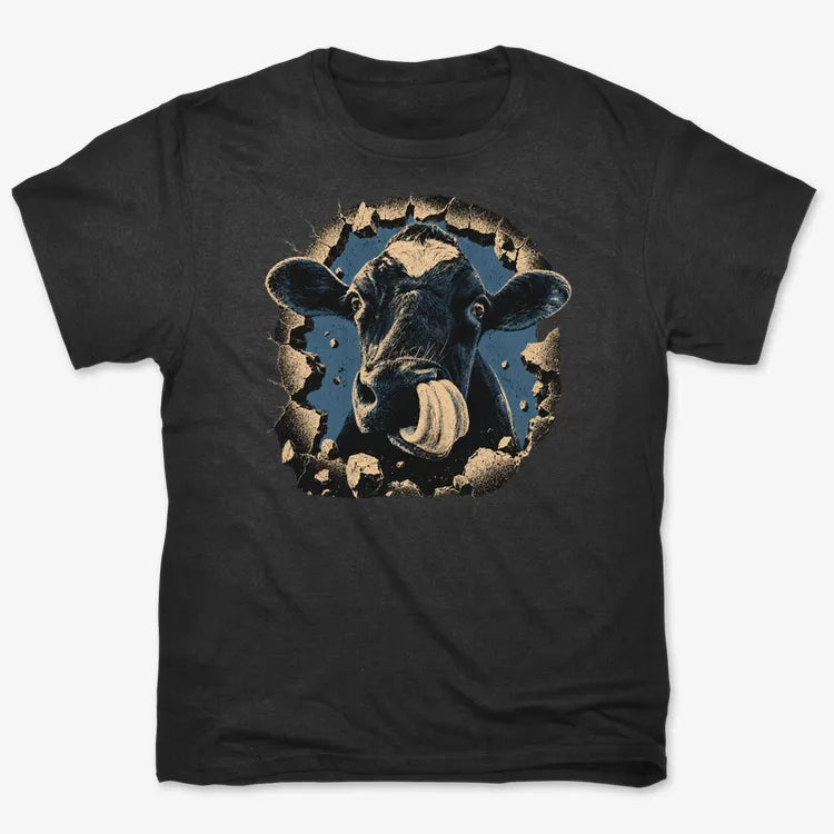 Frienly Cow Graphic-Men's T-Shirt-Black