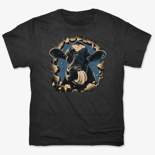 Frienly Cow Graphic-Men's T-Shirt-Black