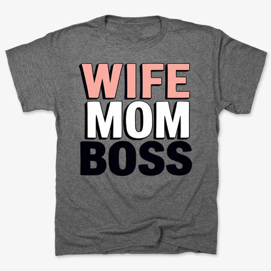 Wife Mom Boss Empowerment Tee-Men's T-Shirt-Charcoal Heather