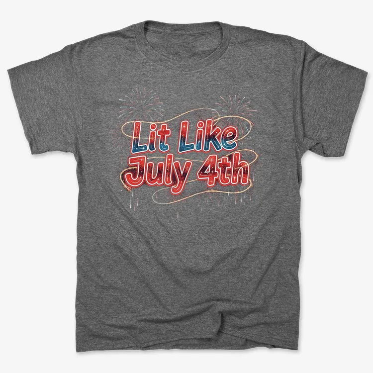 Lit Like July 4th-Men's T-Shirt-Charcoal Heather