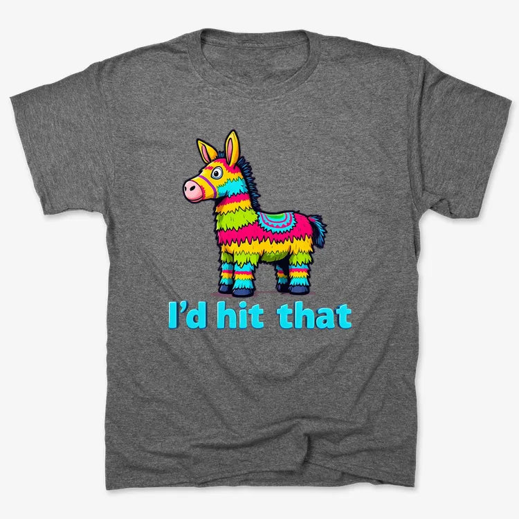 I’d Hit That Piñata Humor Tee-Men's T-Shirt-Charcoal Heather
