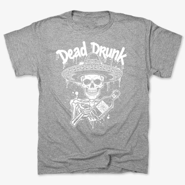 Dead Drunk Skeleton Fiesta-Men's T-Shirt-Gray Heather