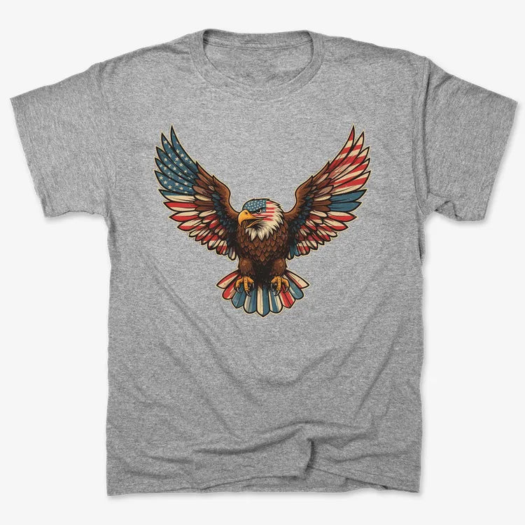 Patriotic Soaring Eagle-Men's T-Shirt-Gray Heather