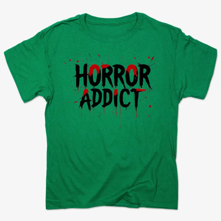 Horror Addict Blood Drip Graphic-Men's T-Shirt-Kelly Green Heather