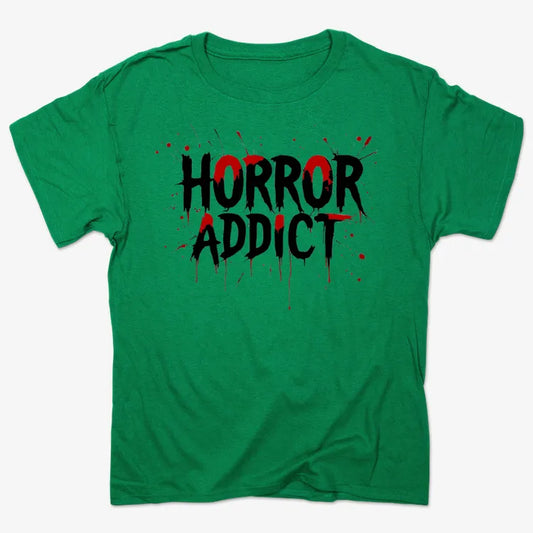 Horror Addict Blood Drip Graphic-Men's T-Shirt-Kelly Green Heather