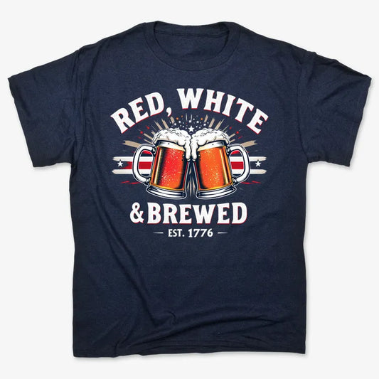 Red, White & Brewed Celebration-Men's T-Shirt-Navy Blue