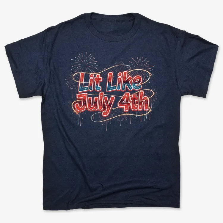 Lit Like July 4th-Men's T-Shirt-Navy Blue