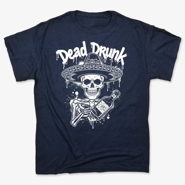 Dead Drunk Skeleton Fiesta-Men's T-Shirt-Navy Blue