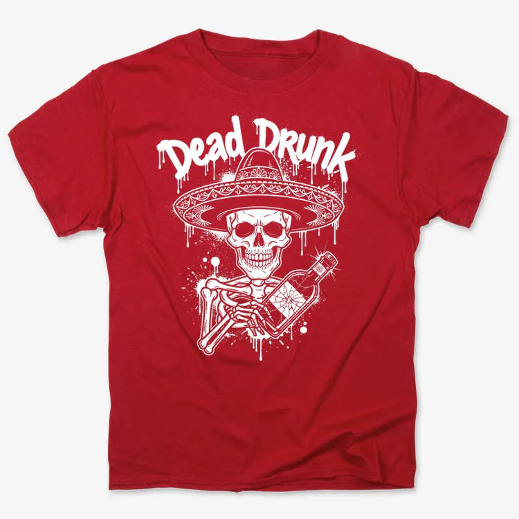 Dead Drunk Skeleton Fiesta-Men's T-Shirt-Red