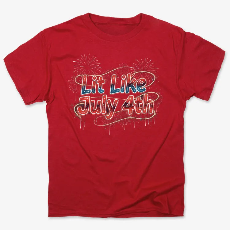 Lit Like July 4th-Men's T-Shirt-Red