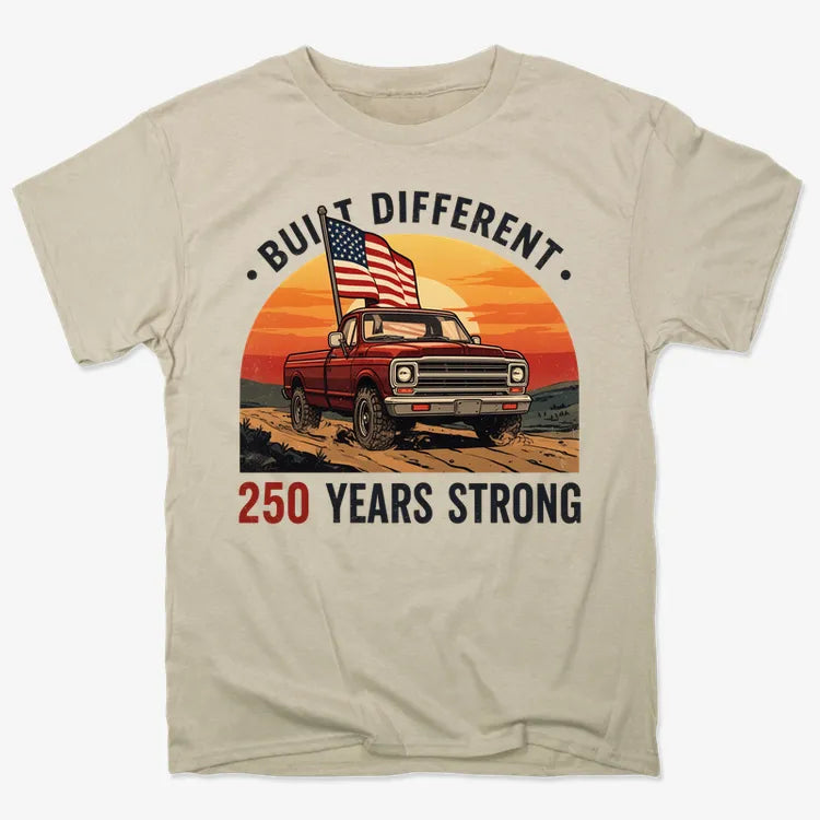 Built Different: 250 Years Strong-Men's T-Shirt-Sand
