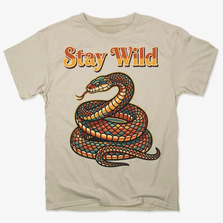 Stay Wild Snake Graphic Tee-Men's T-Shirt-Sand