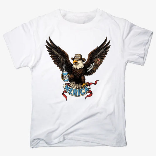 Merica Eagle with Guns & Beer-Men's T-Shirt-White
