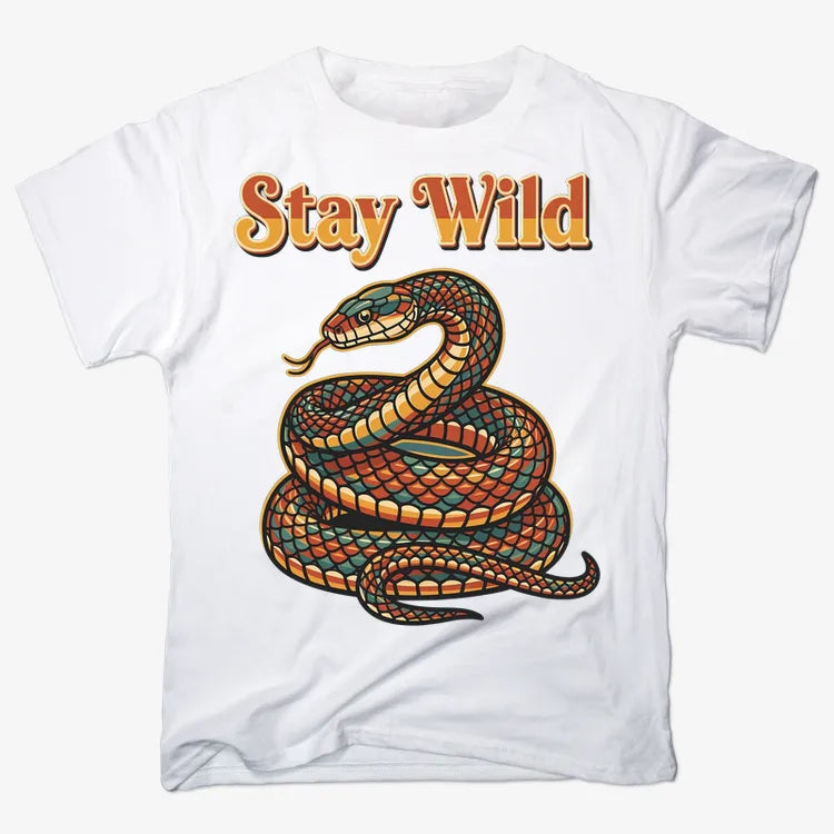 Stay Wild Snake Graphic Tee-Men's T-Shirt-White