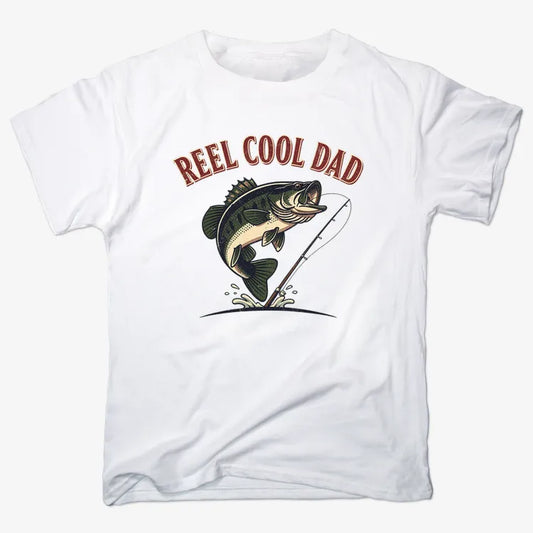 Reel Cool Dad Fishing Tee-Men's T-Shirt-White