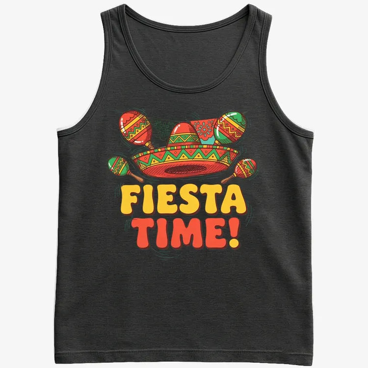 Vibrant Fiesta Time T-Shirt-Men's Tank Top-Black