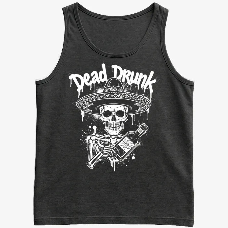 Dead Drunk Skeleton Fiesta-Men's Tank Top-Black