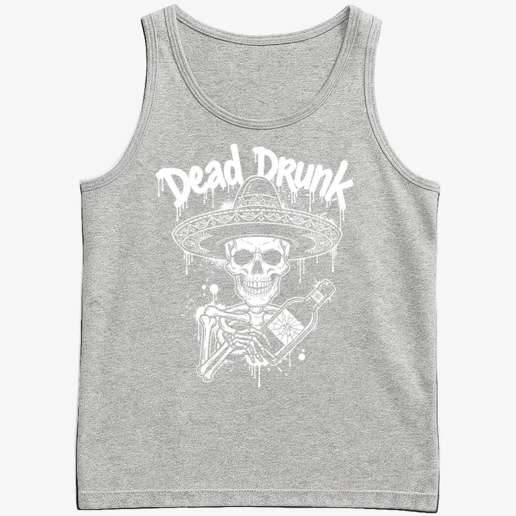 Dead Drunk Skeleton Fiesta-Men's Tank Top-Gray Heather