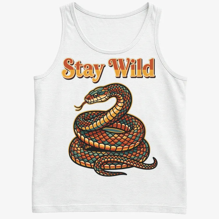 Stay Wild Snake Graphic Tee-Men's Tank Top-White