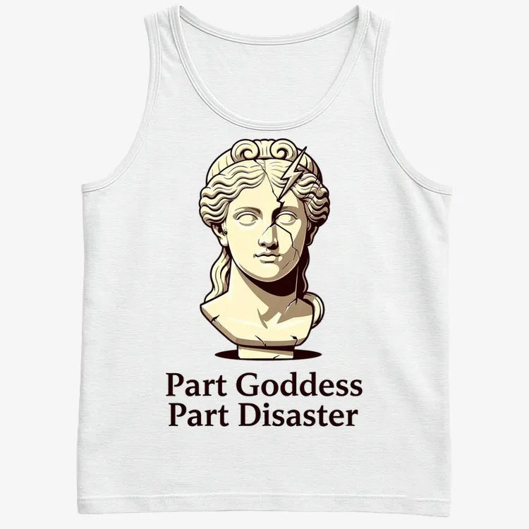 Goddess Meets Disaster Tee-Men's Tank Top-White
