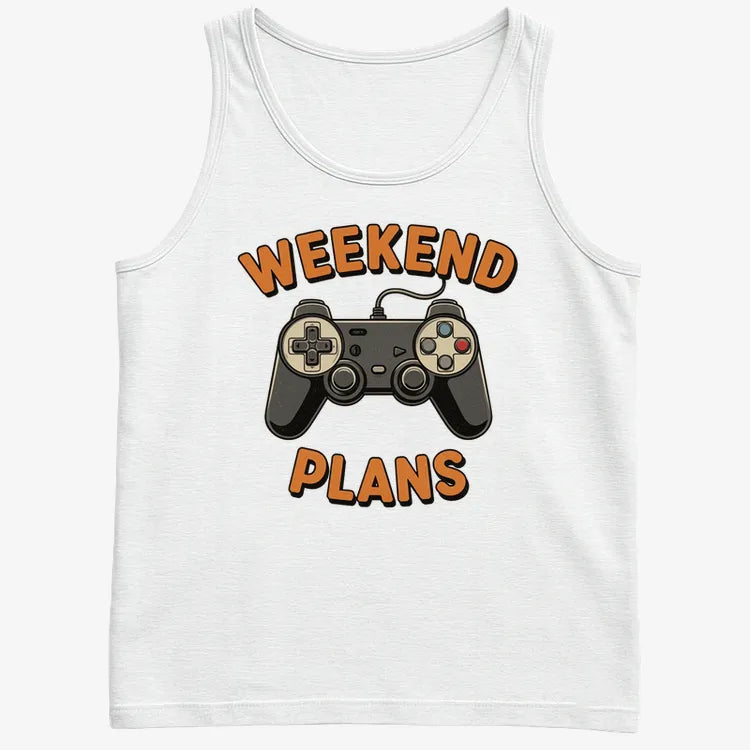 Weekend Plans Gaming Controller-Men's Tank Top-White
