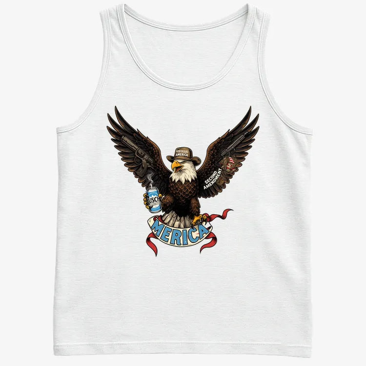 Merica Eagle with Guns & Beer-Men's Tank Top-White