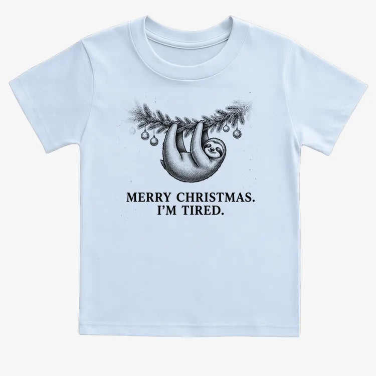 Merry Christmas. I’m Tired Sloth-Kids T-Shirt-Blue
