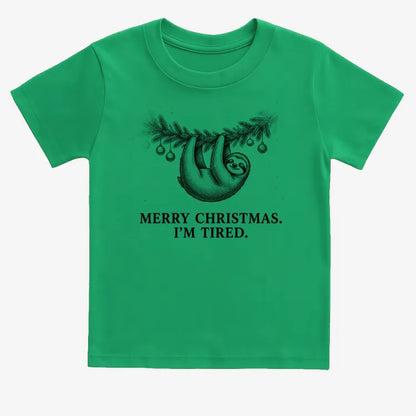 Merry Christmas. I’m Tired Sloth-Kids T-Shirt-Green