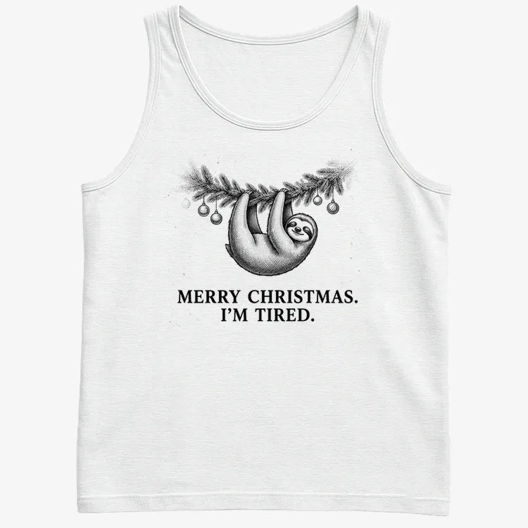 Merry Christmas. I’m Tired Sloth-Men's Tank Top-White