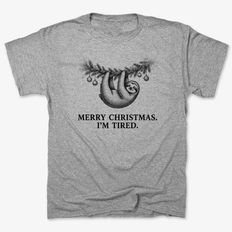 Merry Christmas. I’m Tired Sloth-Unisex Heavyweight T-Shirt-Heather Gray