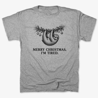 Merry Christmas. I’m Tired Sloth-Unisex Heavyweight T-Shirt-Heather Gray