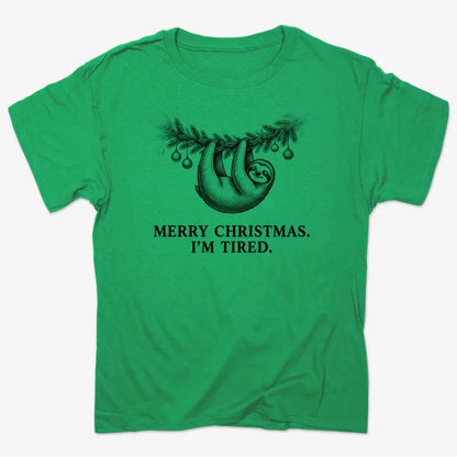 Merry Christmas. I’m Tired Sloth-Unisex Heavyweight T-Shirt-Kelly Green Heather