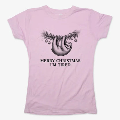 Merry Christmas. I’m Tired Sloth-Women's T-Shirt-Soft Pink