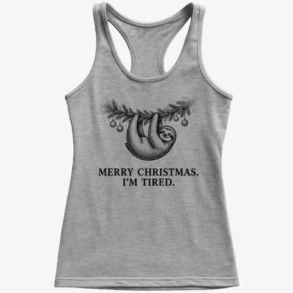 Merry Christmas. I’m Tired Sloth-Women's Tank Top-Gray Granite