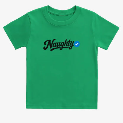 Naughty Verified-Kids T-Shirt-Green