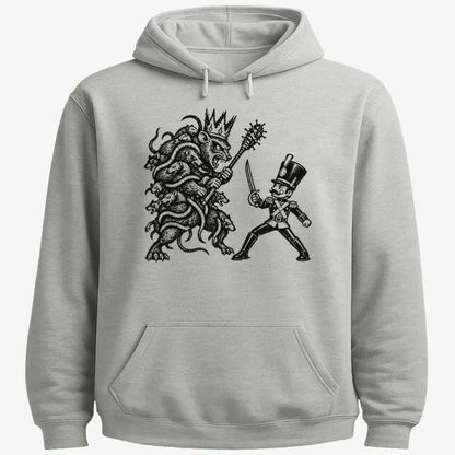 Nutcracker Rat King Duel Woodblock Print-Hoodie-Gray Heather