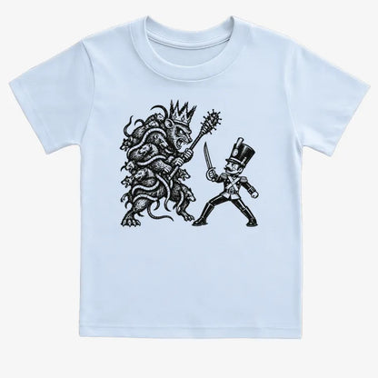 Nutcracker Rat King Duel Woodblock Print-Kids T-Shirt-Blue
