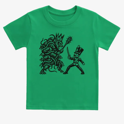 Nutcracker Rat King Duel Woodblock Print-Kids T-Shirt-Green