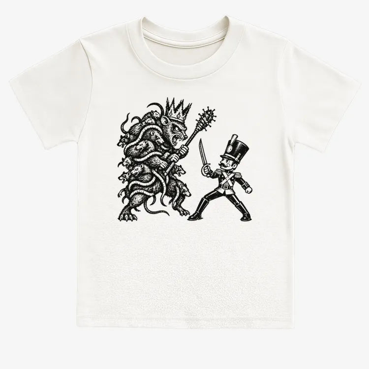 Nutcracker Rat King Duel Woodblock Print-Kids T-Shirt-White