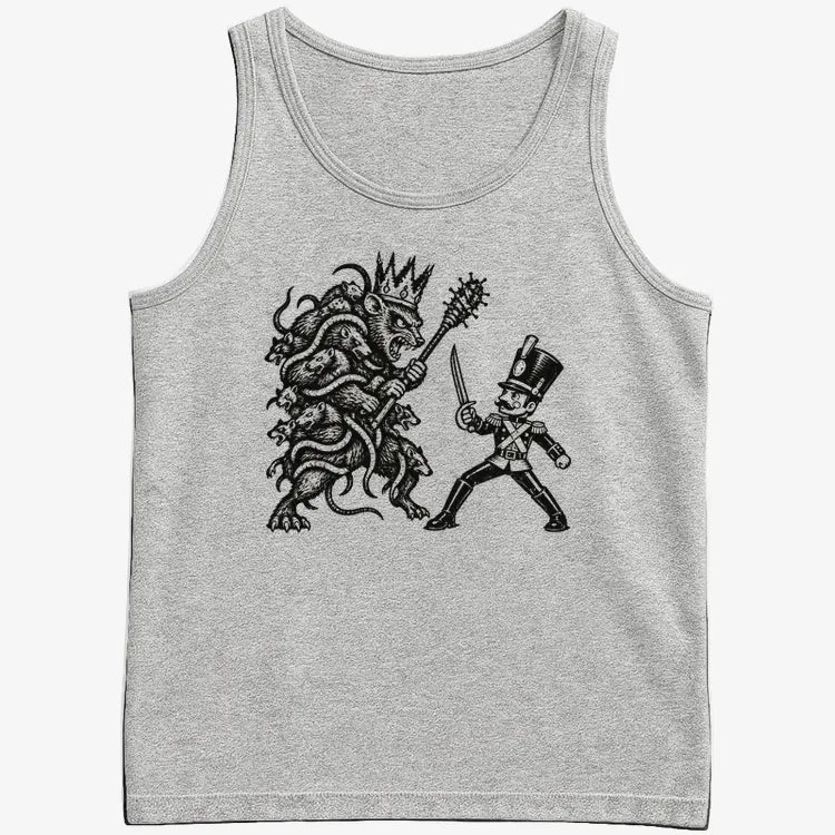 Nutcracker Rat King Duel Woodblock Print-Men's Tank Top-Gray Heather