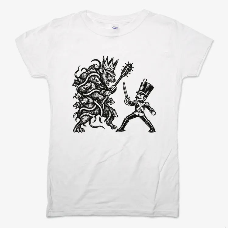 Nutcracker Rat King Duel Woodblock Print-Women's T-Shirt-Snow