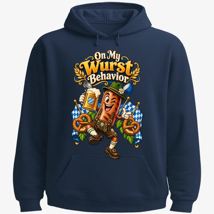 On My Wurst Behavior-Hoodie-Navy Blue