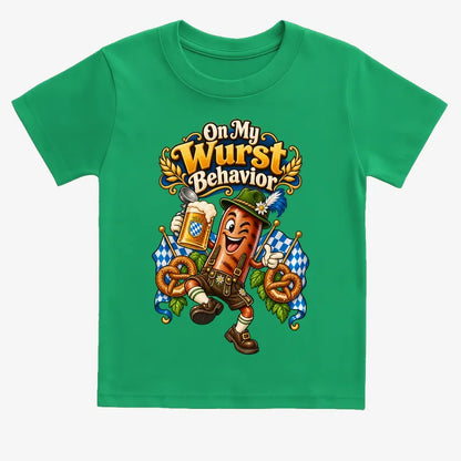 On My Wurst Behavior-Kids T-Shirt-Green