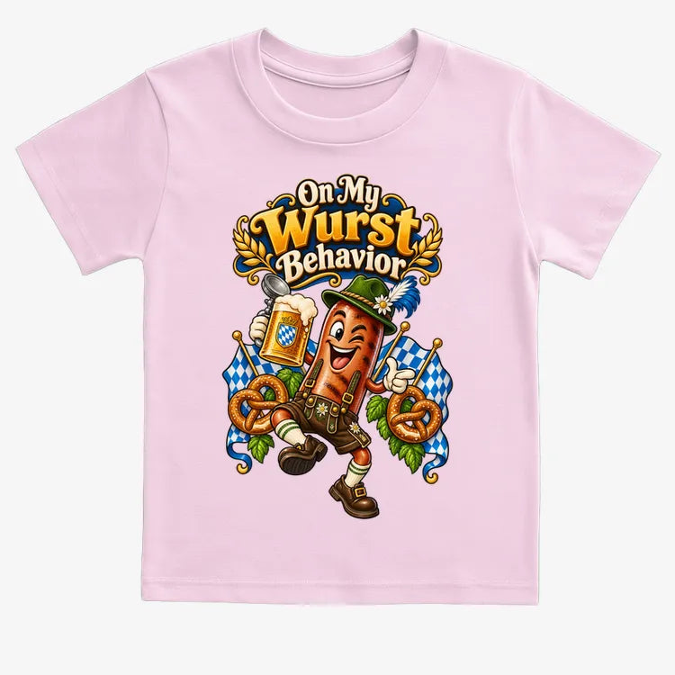 On My Wurst Behavior-Kids T-Shirt-Pink