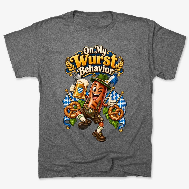 On My Wurst Behavior-Men's T-Shirt-Charcoal Heather
