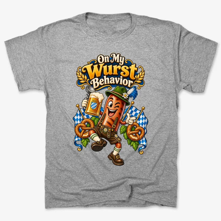 On My Wurst Behavior-Men's T-Shirt-Gray Heather