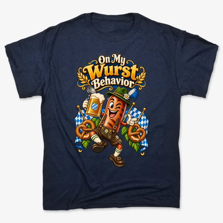 On My Wurst Behavior-Men's T-Shirt-Navy Blue
