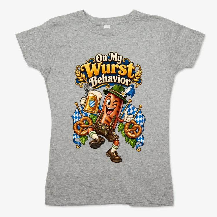 On My Wurst Behavior-Women's T-Shirt-Gray Granite